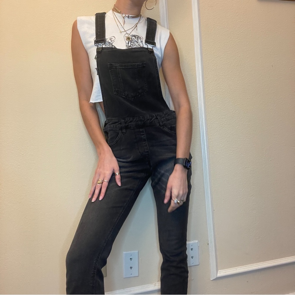 Black Denim Overalls